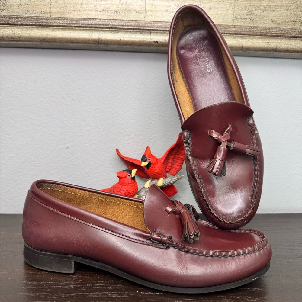 Vintage G.H. Bass Weejuns Burgundy Tassel Loafers 7B WAL Sole Preppy Icon UNISEX